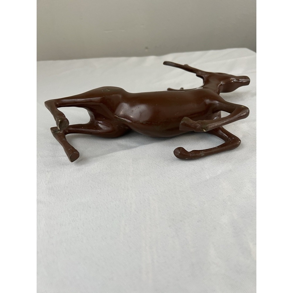 Vintage Cast Metal Reindeer Figurine Mid Century Style Deer Sculpture Brown - Picture 3 of 16